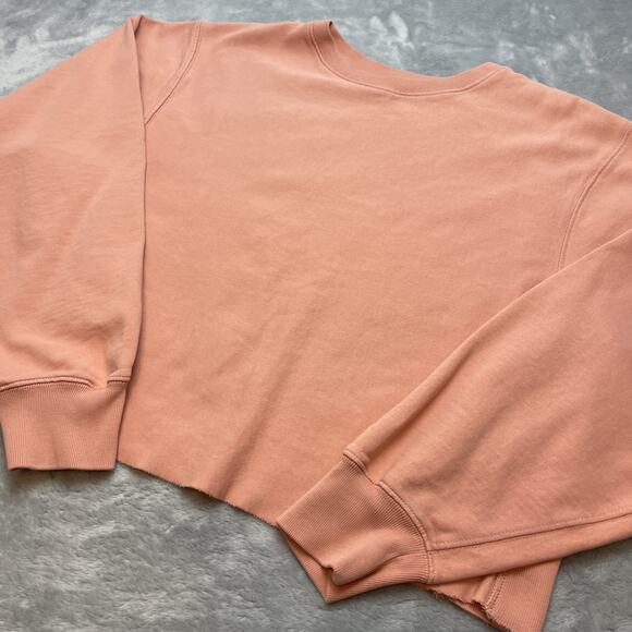 Allsaints Navarre Cropped Sweatshirt Womens L Peachy Pink Slouchy Boxy Lounge - Picture 2 of 9